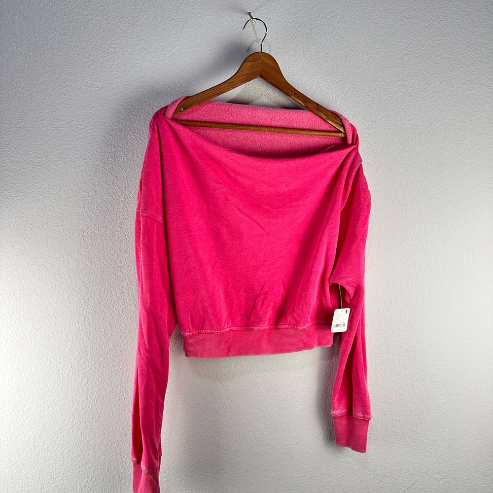 Free‎ People Off The Shoulder Cropped Sweatshirt Sz L